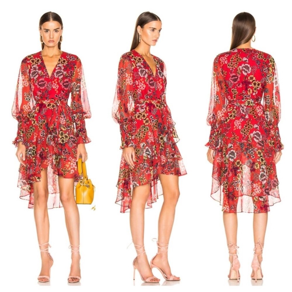 Alexis Red Bishop Sleeve Dress NWOT Size S